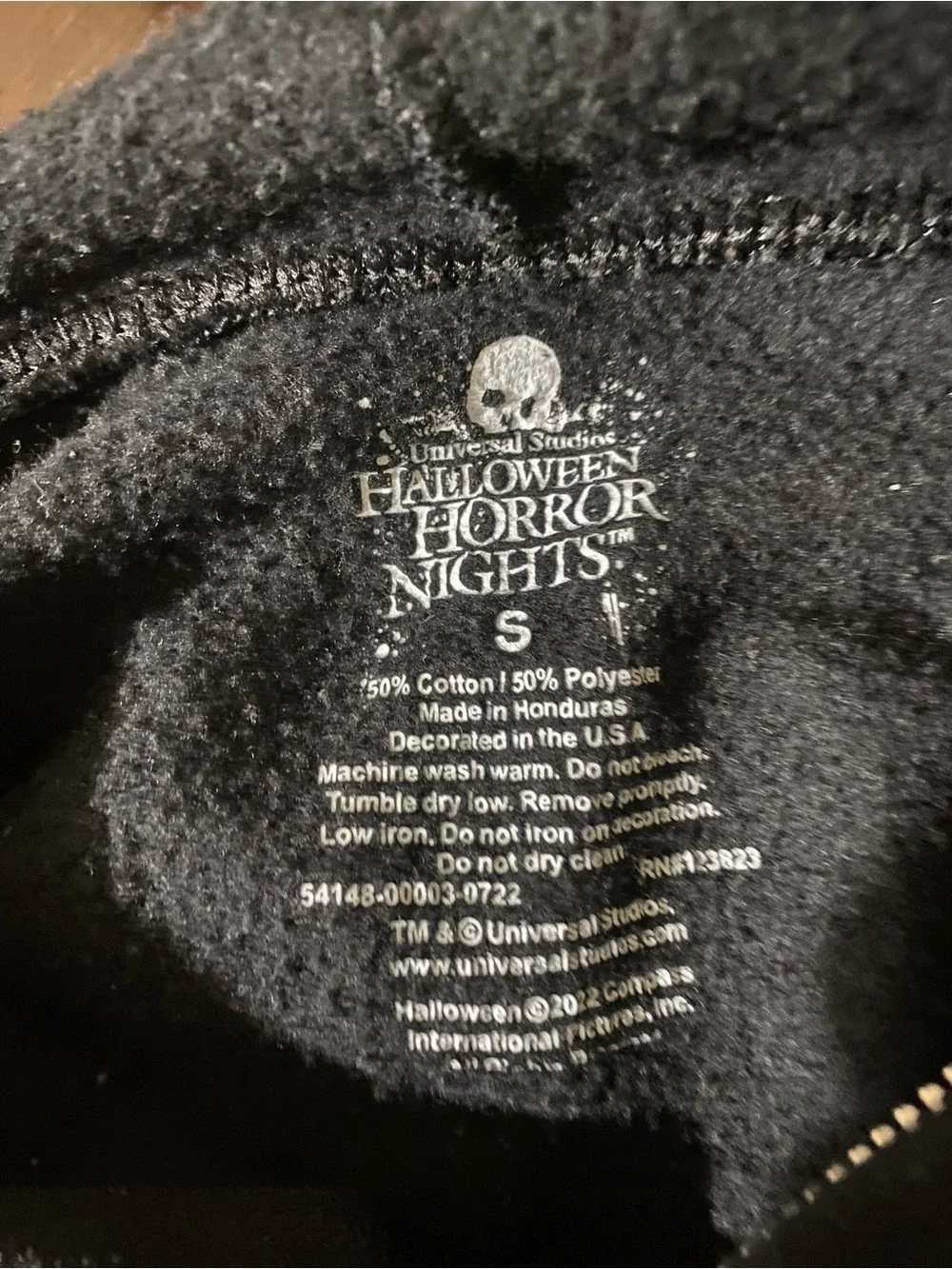 Men's Black Zip Hoodie Jacket with Red 'Halloween Horror 2022' Script